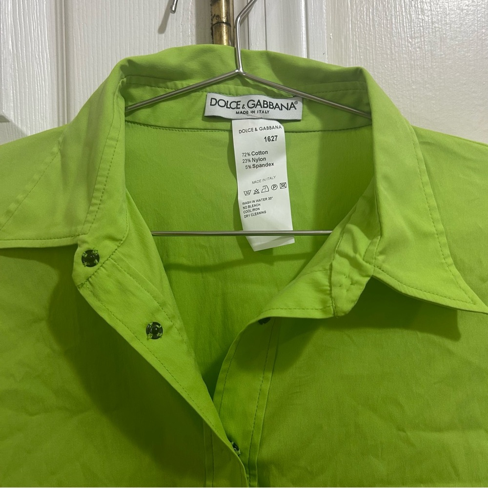 Dolce & Gabbana Lime Green Tunic Top or Swimsuit Coverup Vintage Size 10 - Picture 3 of 8